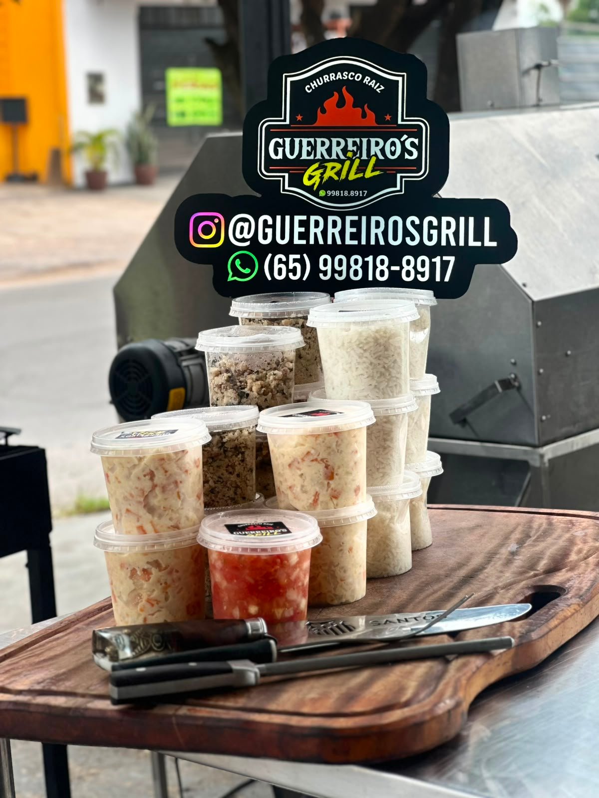 Guarnições Guerreiros Grill: arroz, farofa e vinagrete